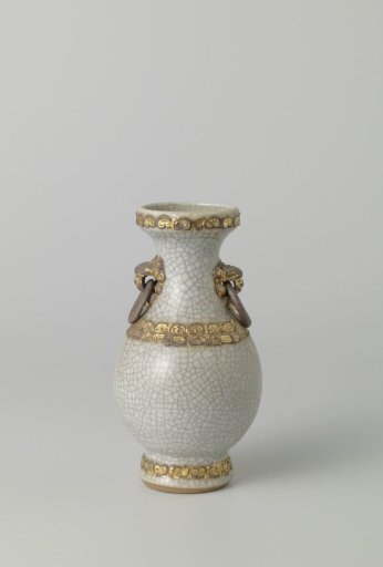 Pear-shaped vase with shishi, monster heads and gilded bands with ruyi motif