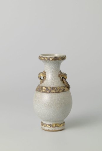 Pear-shaped vase with shishi, monster heads and gilded bands with ruyi motif
