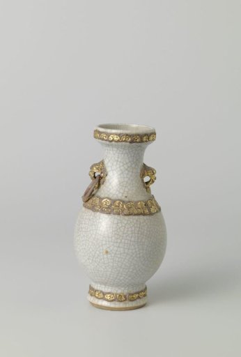 Pear-shaped vase with monster heads and gilded bands with ruyi motif