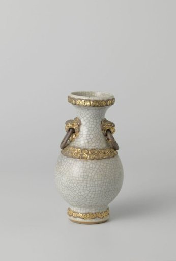 Pear-shaped vase with monster heads and gilded bands with ruyi motif