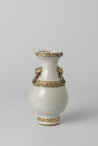 Pear-shaped vase with monster heads and gilded bands with ruyi motif