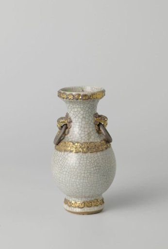 Pear-shaped vase with monster heads and gilded bands with ruyi motif