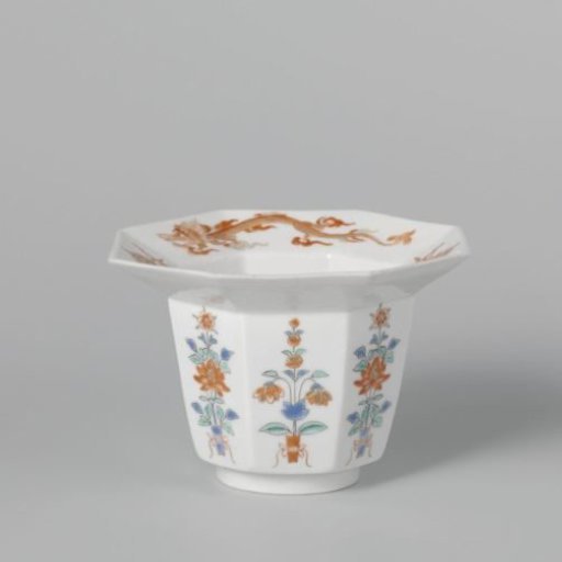 Octagonal bowl with floral motifs, dragons and pearls