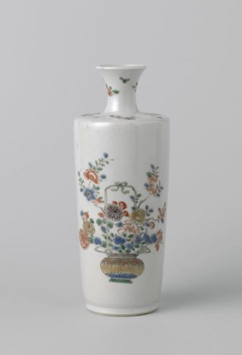 Cylindrical vase with flower baskets