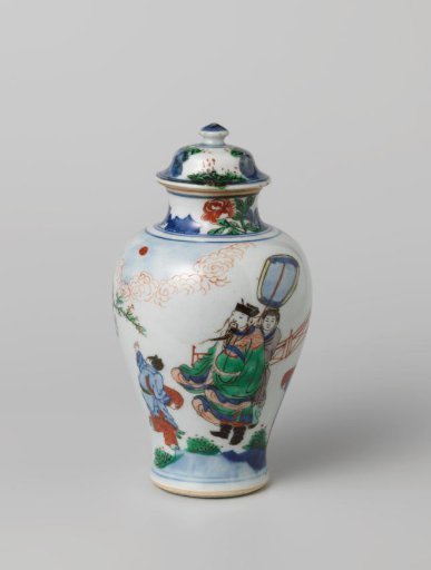 Baluster covered vase with a scholar-official and his servants in a landscape