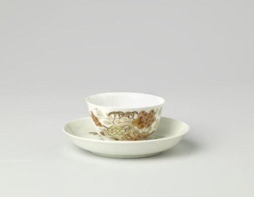 Cup and saucer with rock, peony and bamboo