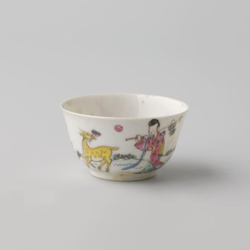 Saucer with Lan Caihe in a landscape with a deer and bat