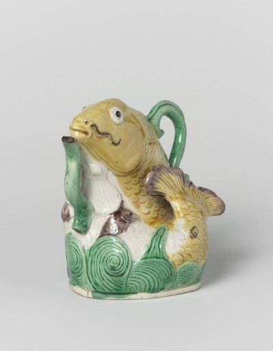 Ewer in the shape of a carp leaping from the waves
