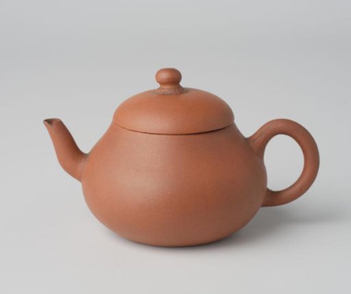 Squat pear-shaped teapot of red stoneware