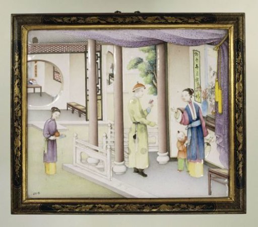 Panel with enamels on copper