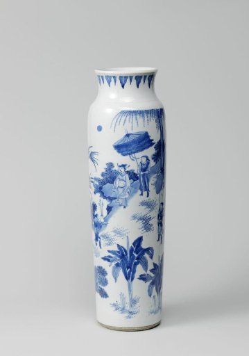 Vase (rolwagen) with a company in a landscape
