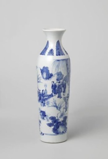 Vase (wheel-shaped) with a company in a landscape