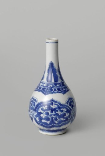 Pear-shaped bottle vase with floral scrolls and petals