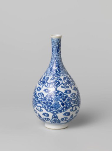 Pear-shaped bottle vase with lotus scrolls in panels