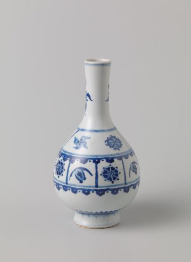 Pear-shaped bottle vase with auspicious symbols and stylized flowers