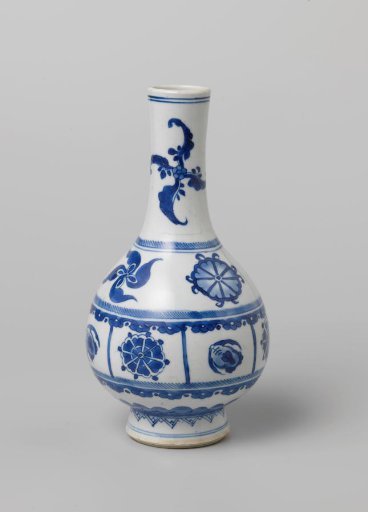 Pear-shaped bottle vase with auspicious symbols and stylized flowers