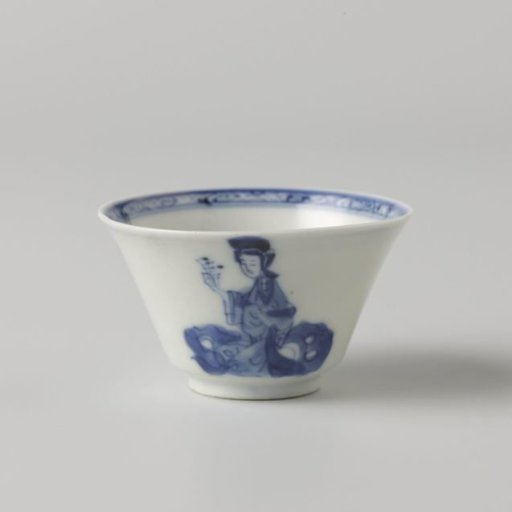 Cup with flaring sides with a woman and boy near a rock