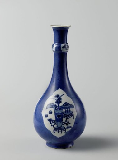 Bottle vase with powder blue, antiquities and precious objects