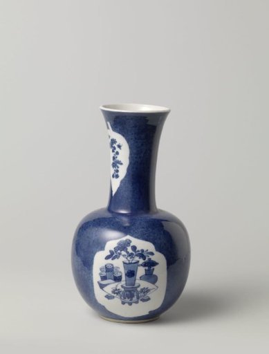 Vase with powder blue, antiquities and flower sprays