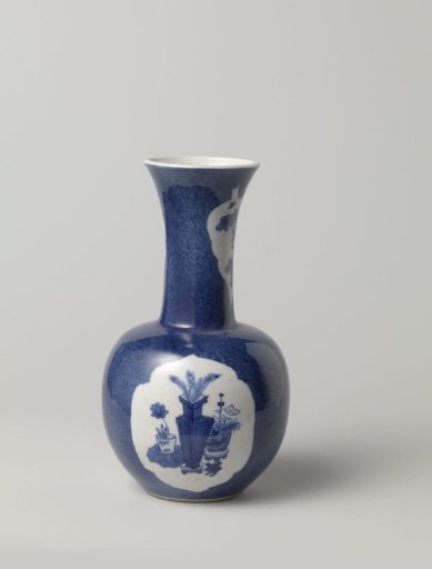 Vase with powder blue, antiquities and flower sprays
