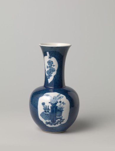 Vase with powder blue, antiquities and flower sprays