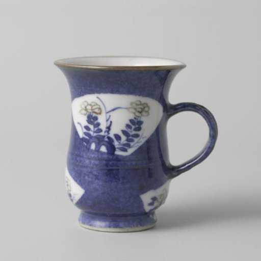 Bell-shaped cup with powder blue and fan-shaped panels