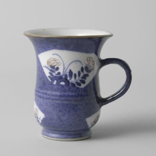 Bell-shaped cup with powder blue and fan-shaped panels