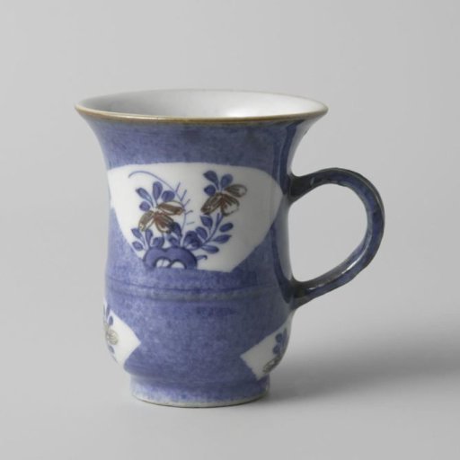 Bell-shaped cup with powder blue and fan-shaped panels