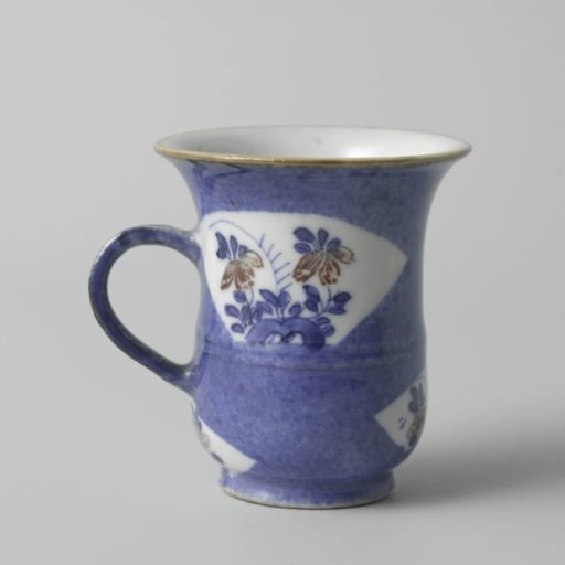 Bell-shaped cup with powder blue and fan-shaped panels