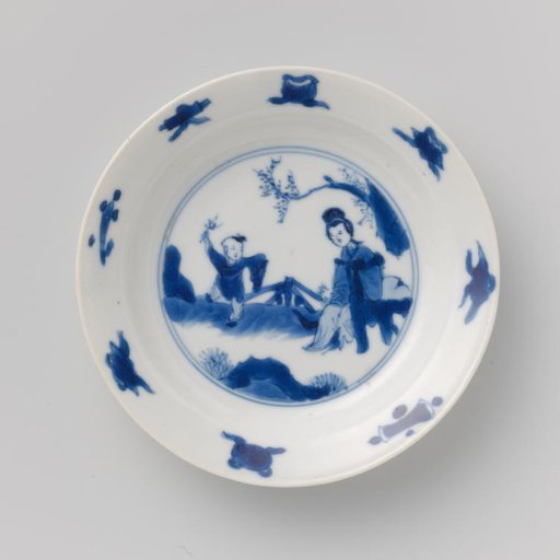 Saucer with a woman and boy