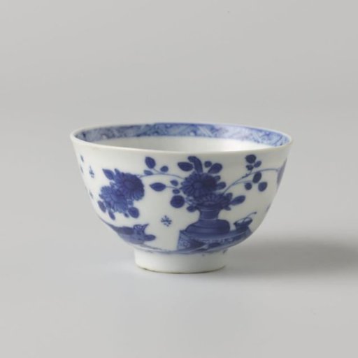 Cup with flower vases and birds