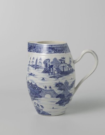 Pitcher with a River Landscape with Large Pavilion and Figures