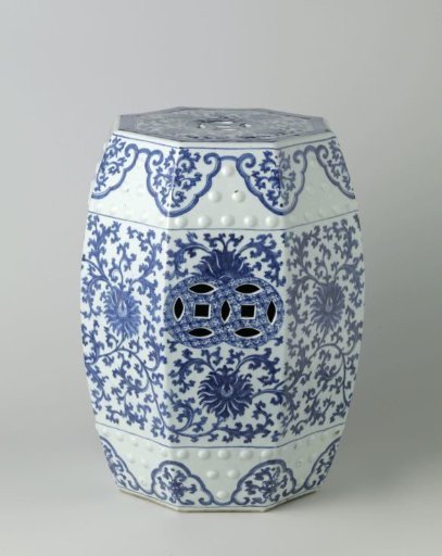 Octagonal garden seat with lotus scrolls