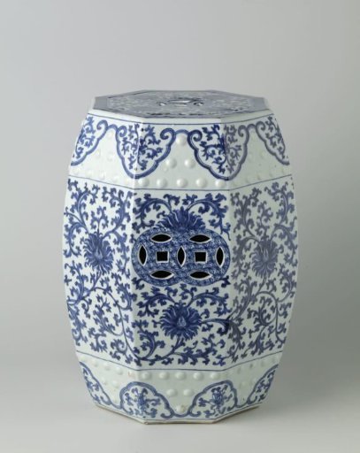 Octagonal garden seat with lotus scrolls
