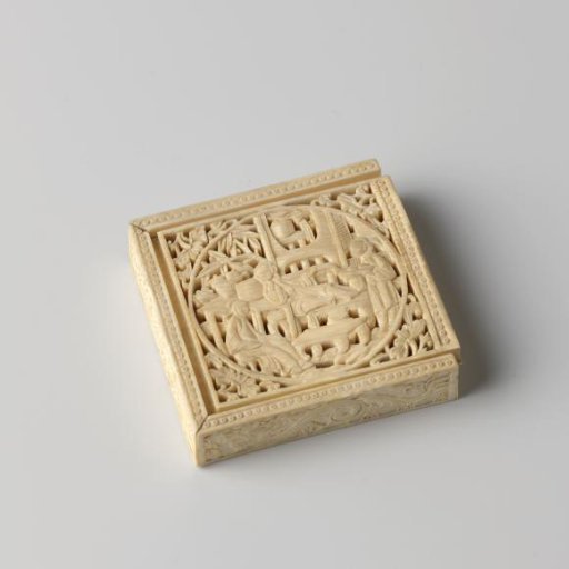 Puzzle in an ivory openwork box with a sliding lid