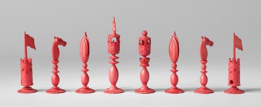 Chess set, red pieces