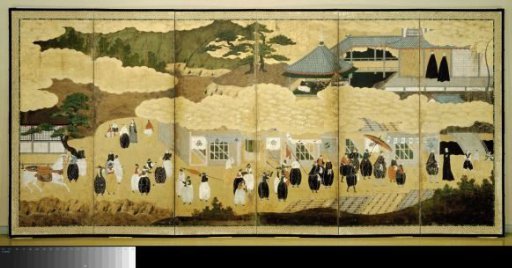 Folding Screen with the Arrival of a Portuguese Ship