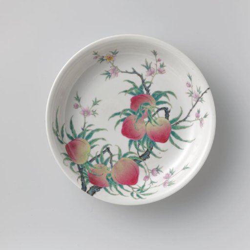 Saucer-dish with a peachtree and a fungus