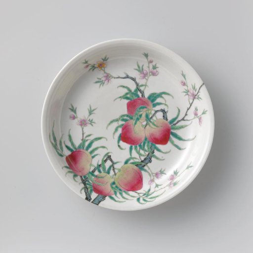 Saucer-dish with a peachtree and a fungus