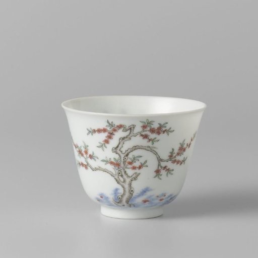 Month vignette of the third month with a peach tree and a poem
