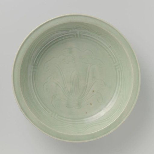 Dish with an incised flowering plant
