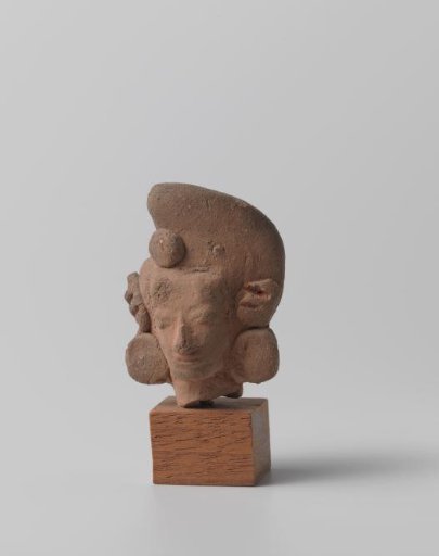 Head with high hairstyle and earrings