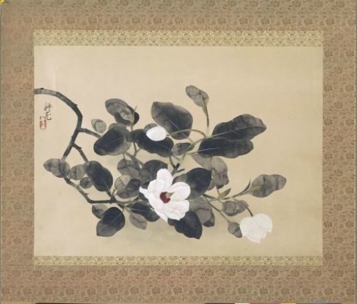 Scroll painting with magnolia branch