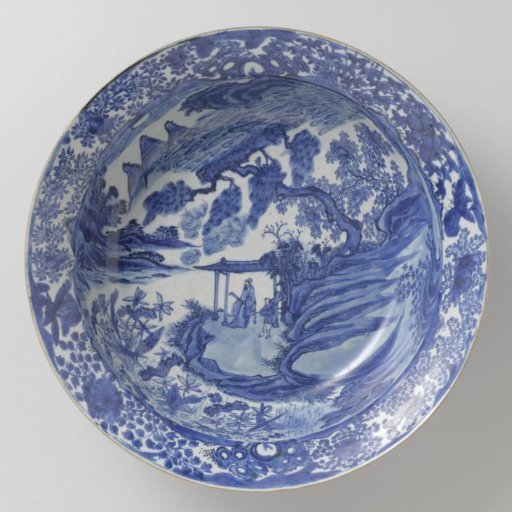 Bowl with a scholar in a landscape