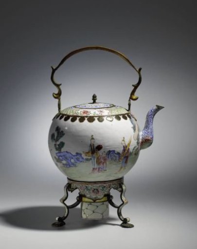 Kettle on a brazier, painted enamel on copper