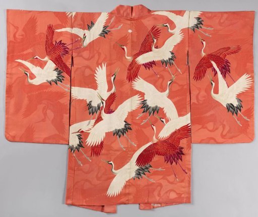 Woman's Haori with White and Red Cranes