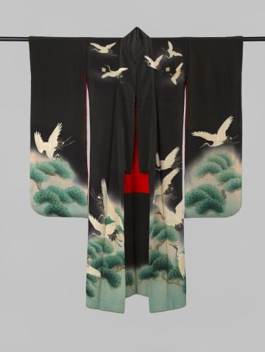 Furisode with Pine Trees and Cranes