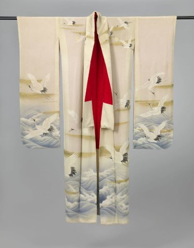 Furisode with Cranes over the Sea