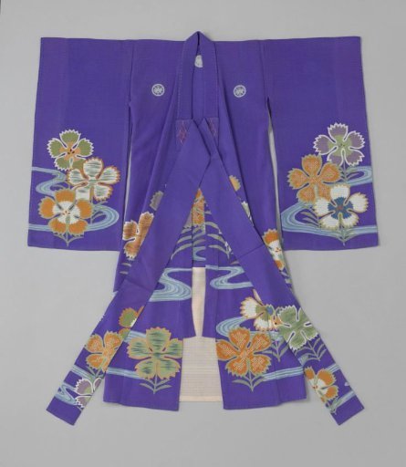 Girls' Miyamairi Kimono with Camellias and Water