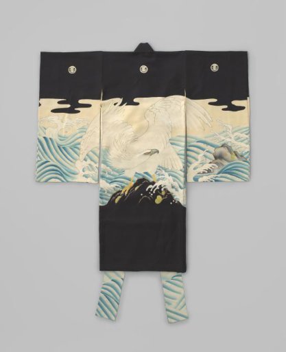 Boys' Miyamairi Kimono with a White Eagle